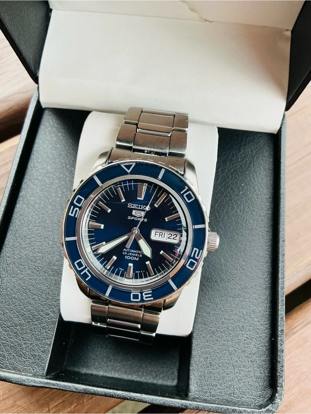 Seiko 5 Sports Men's Blue Stainless Steel Automatic Watch🔥🔥